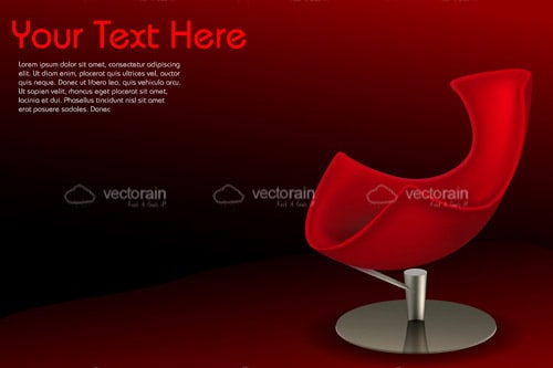 Modern Red Chair in Dark Red Background with Sample Text